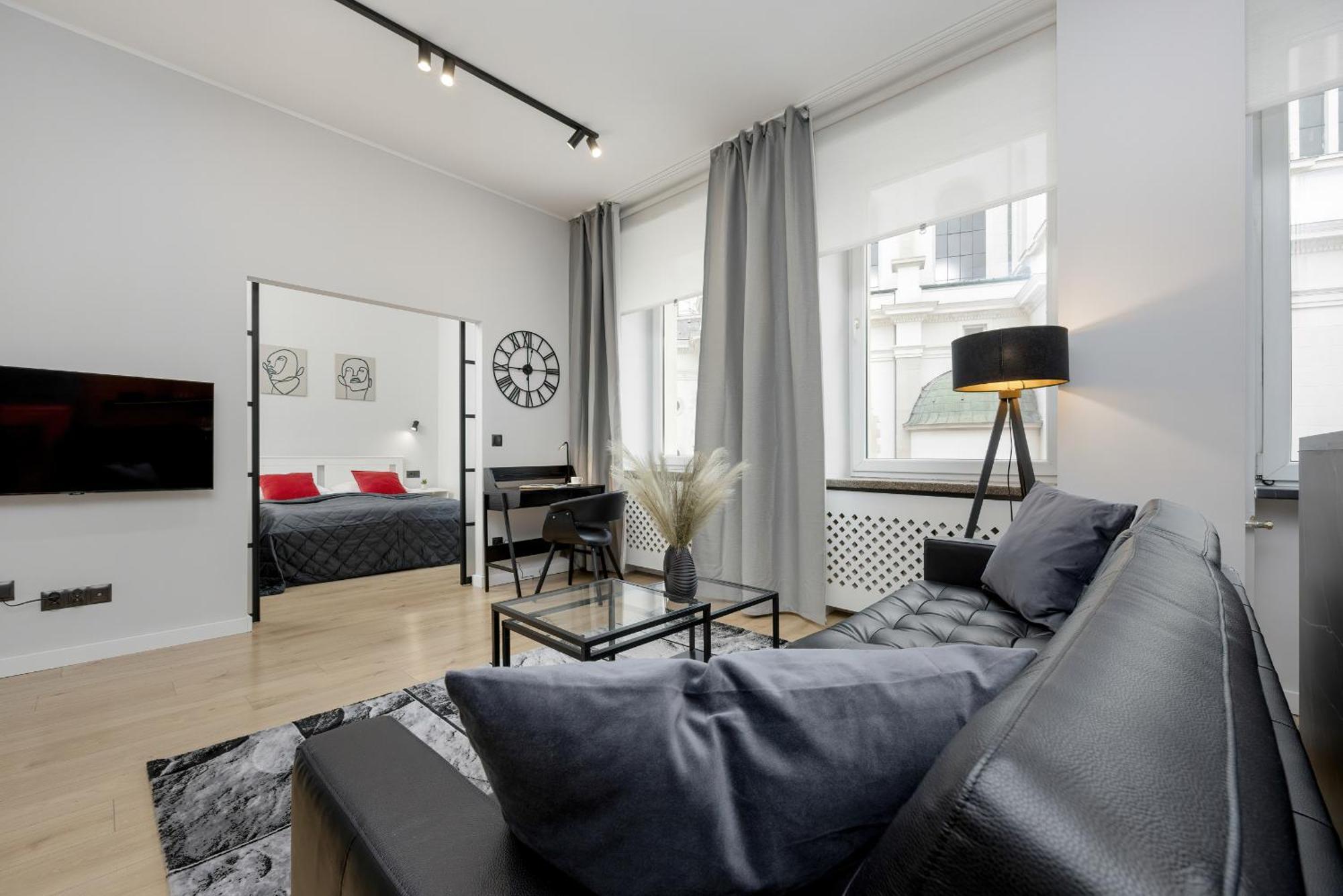 Exclusive Grey And Red Apartment In Warsaw Center By Noclegi Renters Екстериор снимка